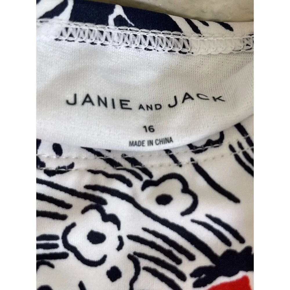 Janie And‎ Jack Bikini Size 16 Floral Smocked Off Shoulder Red White Blue